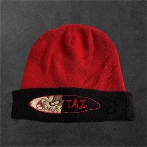Vintage 90s-Y2K Looney Tunes Tasmanian Devil Cuffed Knit Beanie